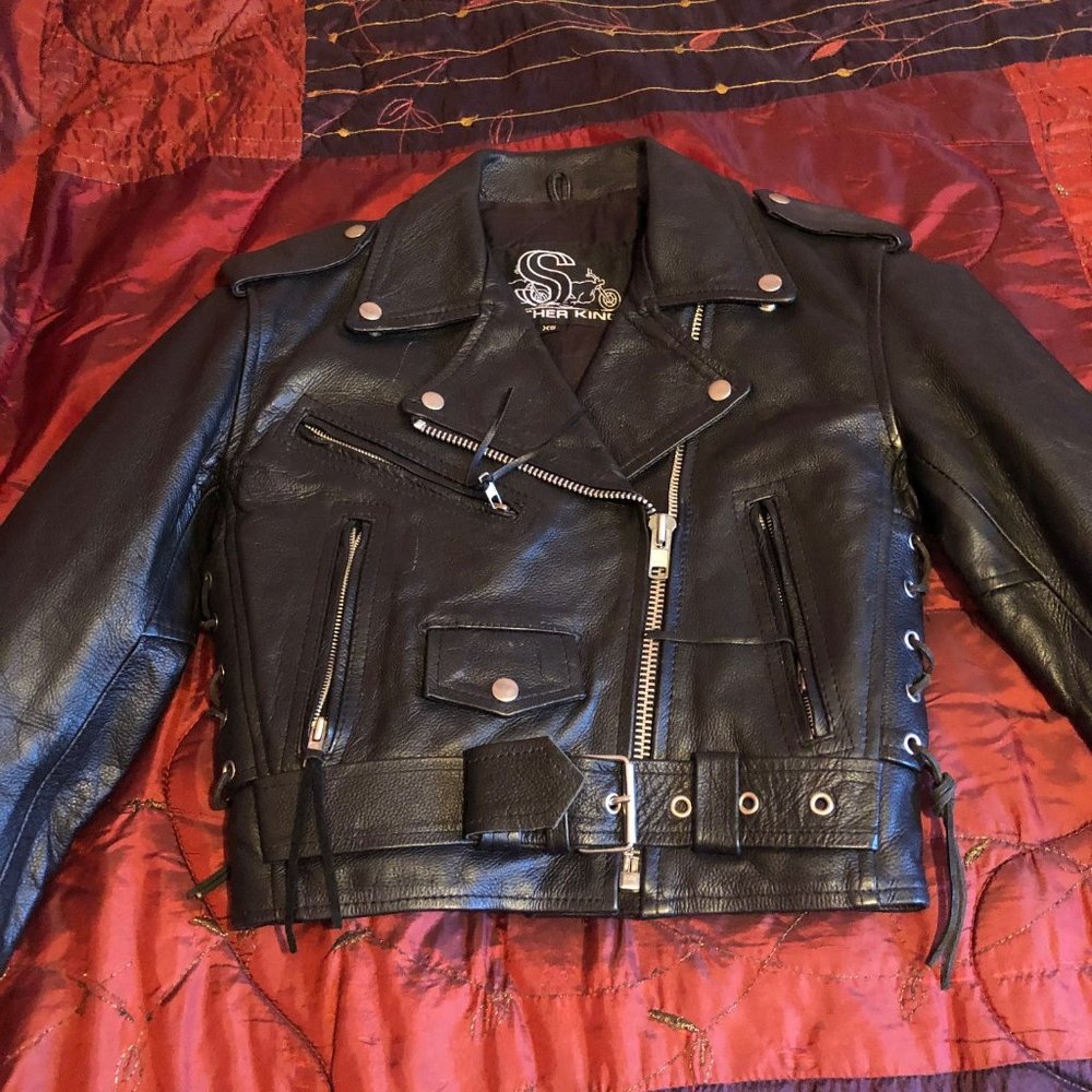 XS Leather Jacket with Harley emblem